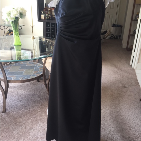 ABS Allen Schwartz Dresses & Skirts - Black satin high neck halter formal gown